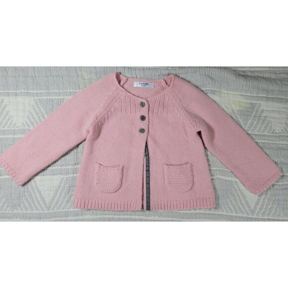 Baby Boden Pink Knit Cardigan Sweater 6–12M Cashmere Wool Blend - Picture 1 of 6